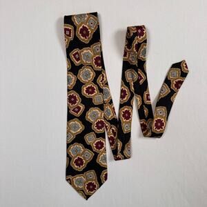 Christian Dior Men’s Silk Medallion Necktie Blue Woven in Italy USA Made Luxury